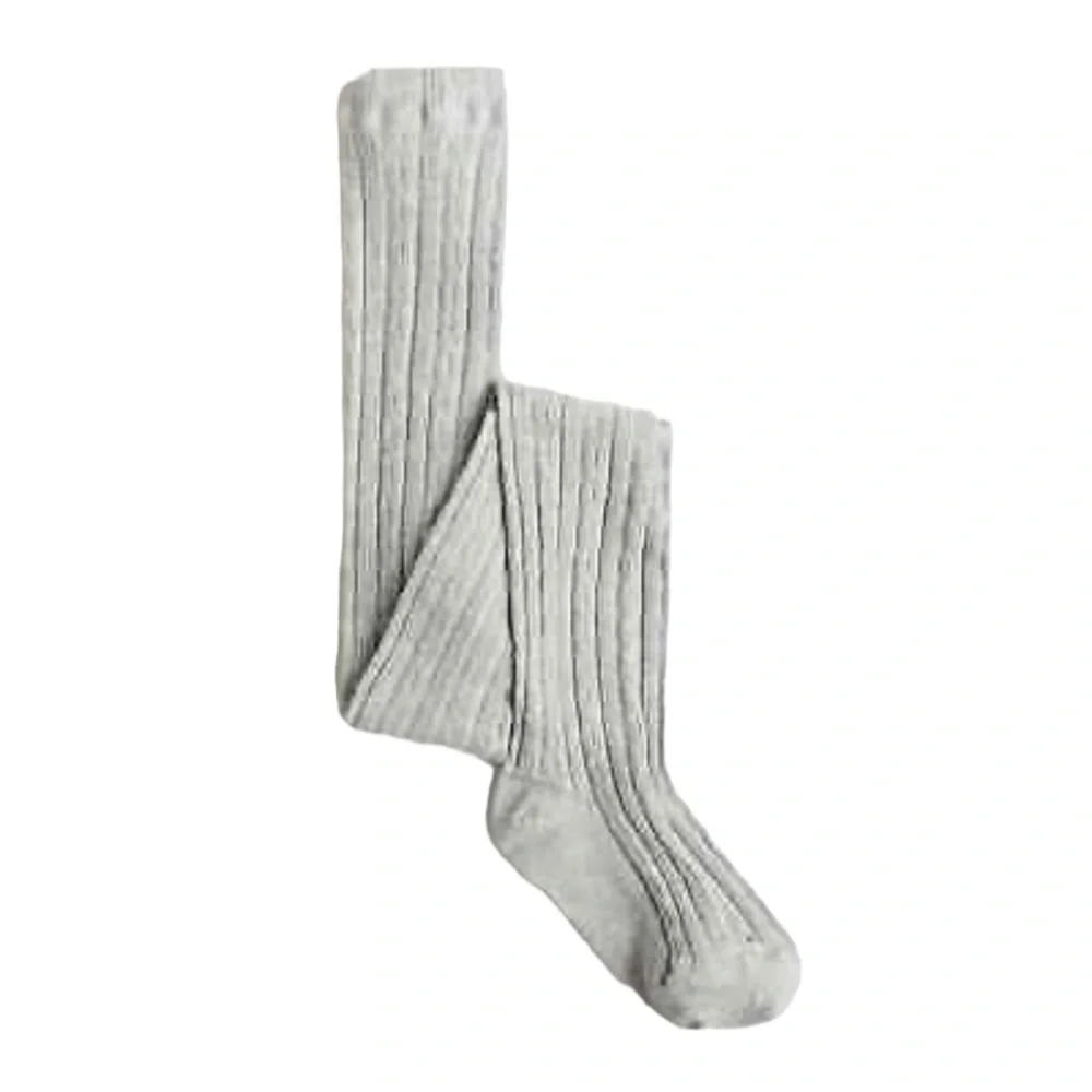 CREWCUTS Girl’s Cable Knit Tights in Gray Size: M-L